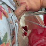 Girlfriend gives a blowjob by car's window