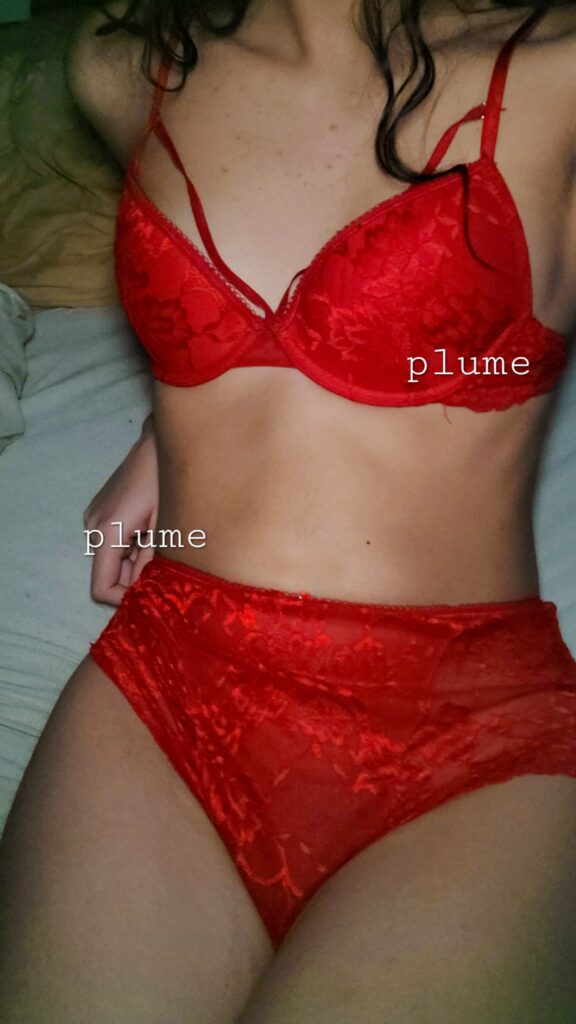 Woman in red lingerie