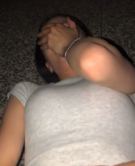 Woman and first date hides her face while she is being fucked in missionary position