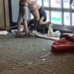 Street Bang in Front of Real Estate Agency